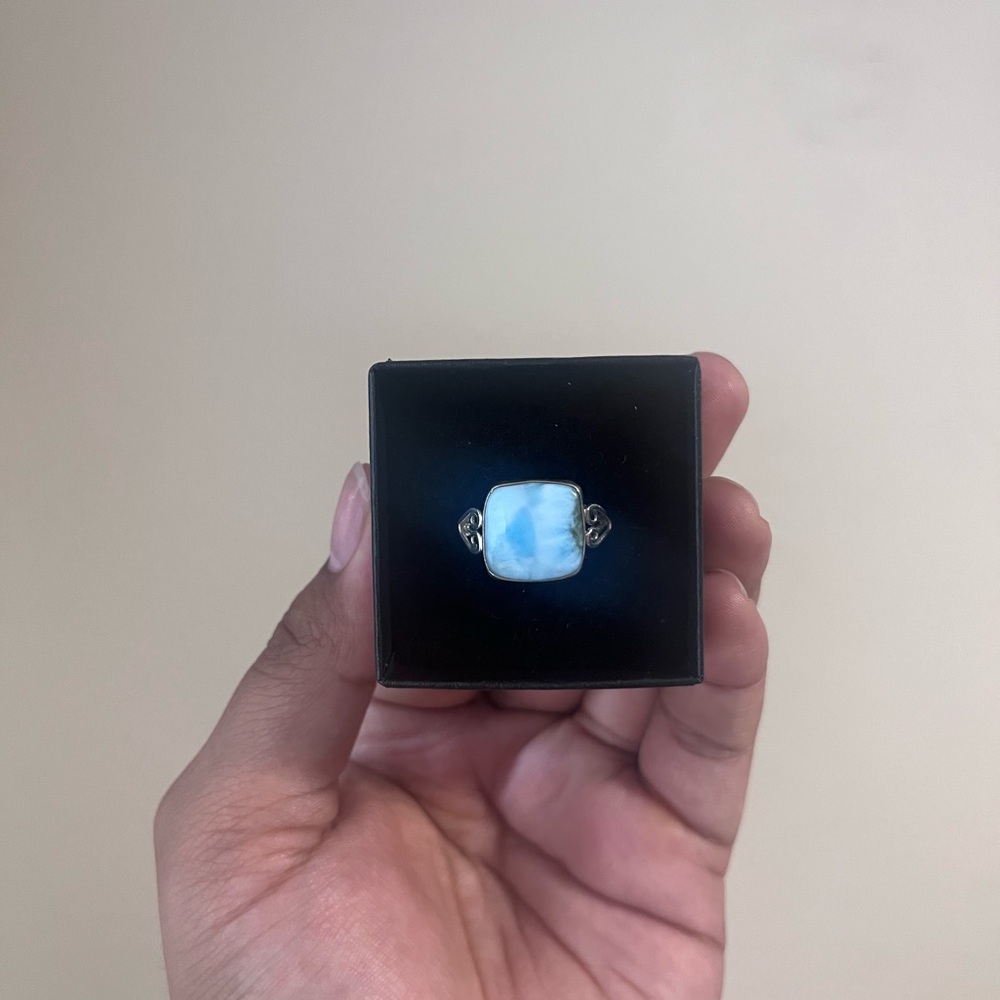 S925 Sterling Silver Larimar Gemstone Ring